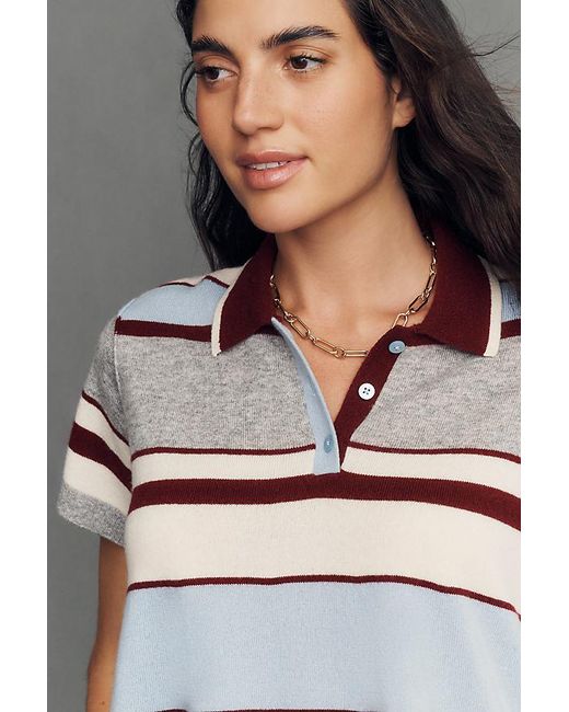 Maeve Gray Wool Swing Polo Top