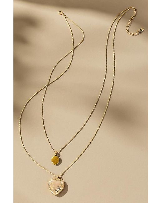 By Anthropologie Natural Layered Heart Charm Necklace