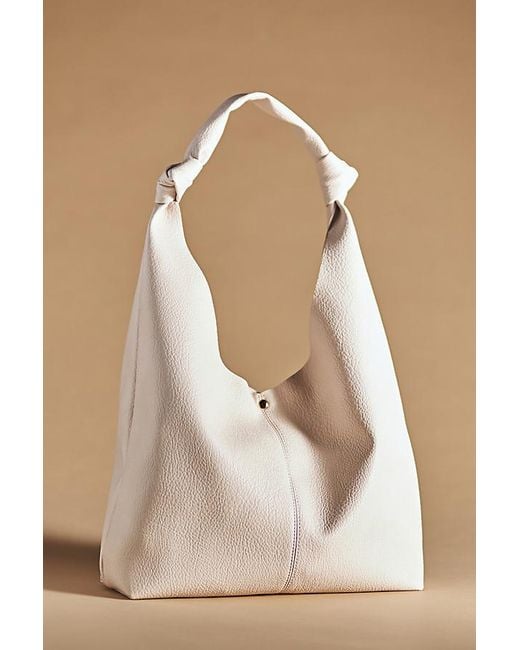 Anthropologie Natural Knotted Slouchy Faux Leather Bag