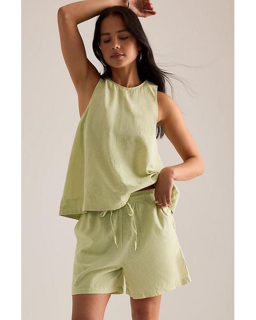 SELECTED Green Luisa-Linnie Linen-Blend Shorts