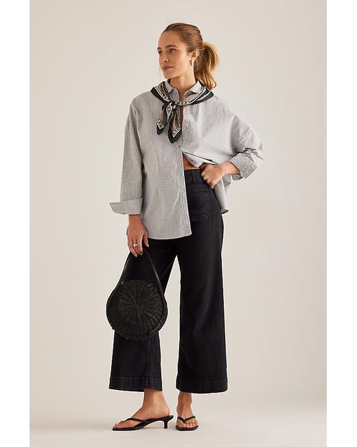 Maeve Gray The Colette Denim Cropped Wide-Leg Jeans By
