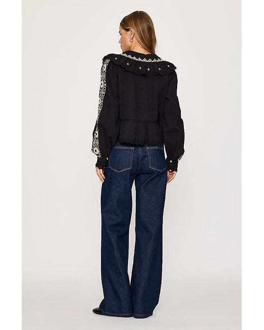 PAIGE Blue Anessa Patch Pocket Wide-Leg Jeans