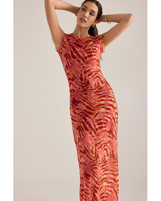 Wild Lovers Red Heatwave Cap-Sleeve Mesh Maxi Dress