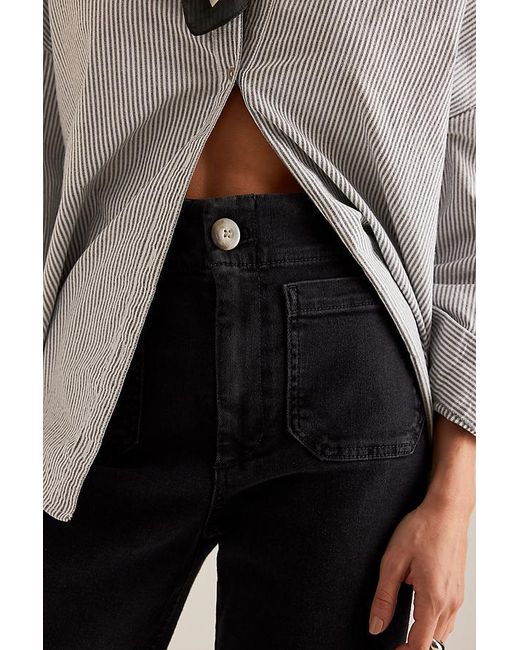Maeve Gray The Colette Denim Cropped Wide-Leg Jeans By
