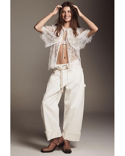 Pilcro White The Kayden High-Rise Cuffed Tapered Jeans By