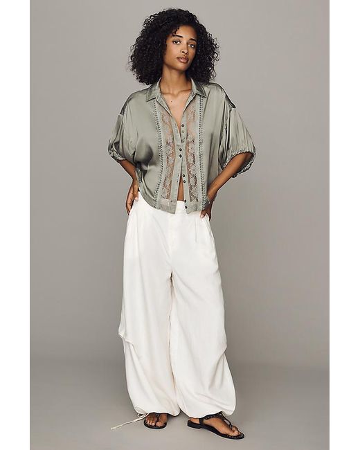 Pilcro Gray Quincy Lace Blouse By