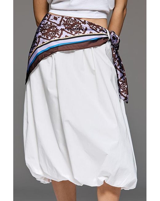 Maeve Gray Scarf-Detail Bubble-Hem Midi Skirt