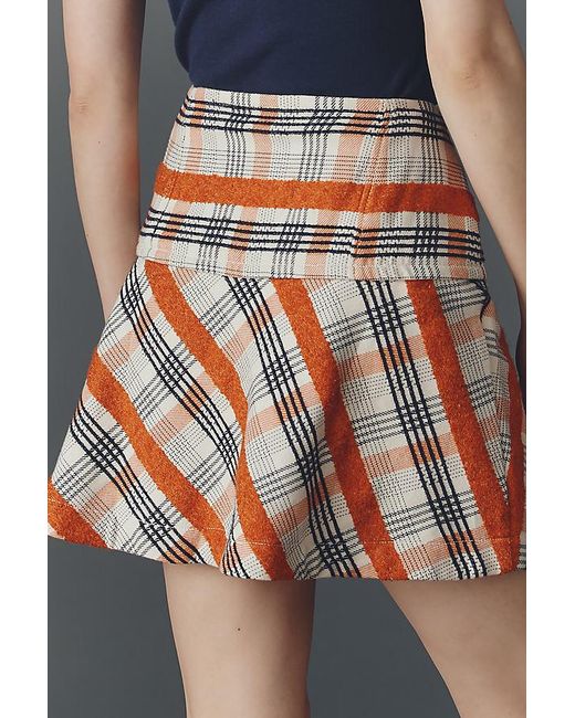 Maeve Gray Button-Front Tweed Mini Skirt
