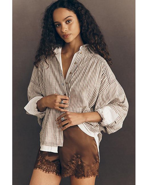 Pilcro Brown Batwing Buttondown Shirt