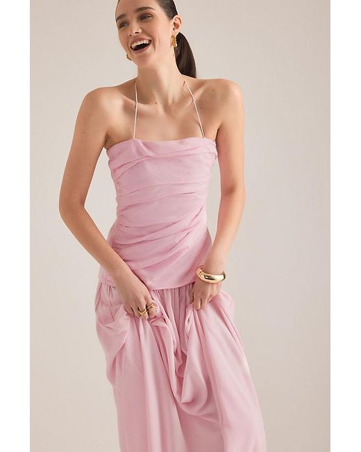 Faithfull The Brand Pink Notte Ruched Drop-Waist Maxi Dress