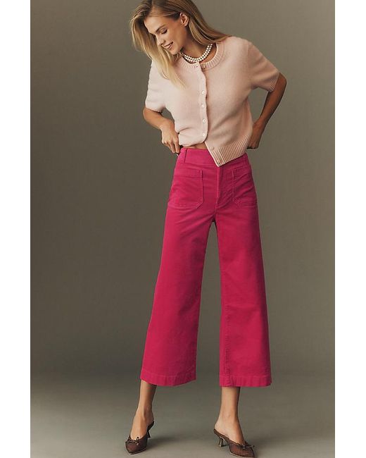 Maeve Red The Colette Cropped Wide-Leg Trousers By Corduroy Edition