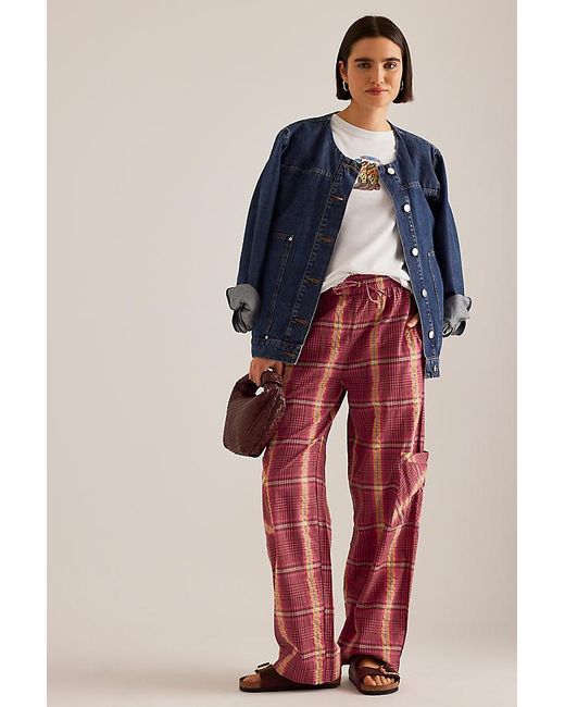 Damson Madder Pink Harrison Check Straight-Leg Trousers
