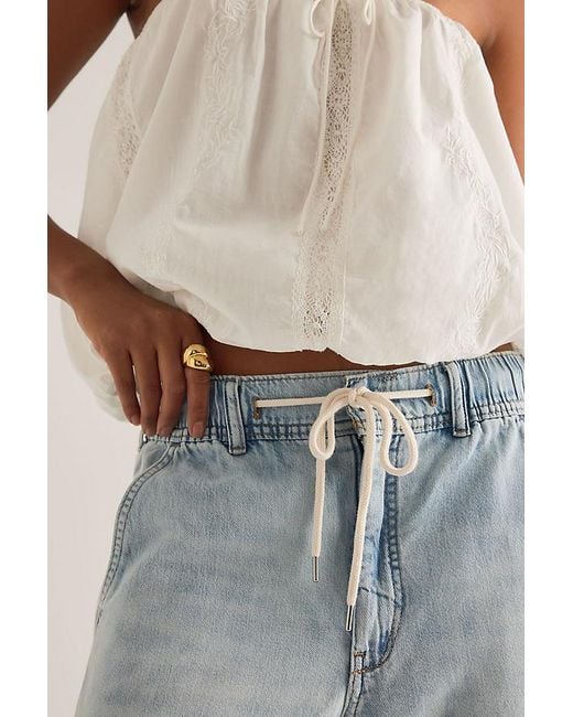 Pilcro Blue The Adi Mid-Rise Ditsy Floral Flare Jeans By