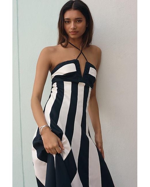 Maeve Black Halter Colourblock Midi Dress