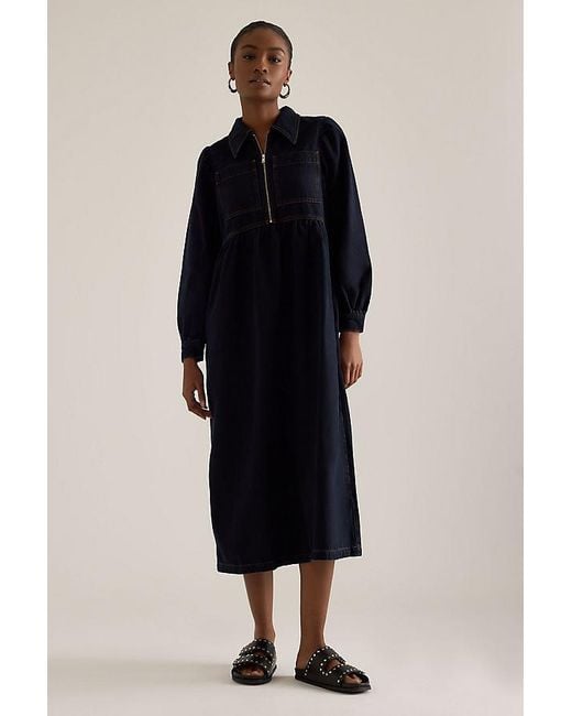 ALIGNE Black Gabriella Long-Sleeve Denim Midi Dress