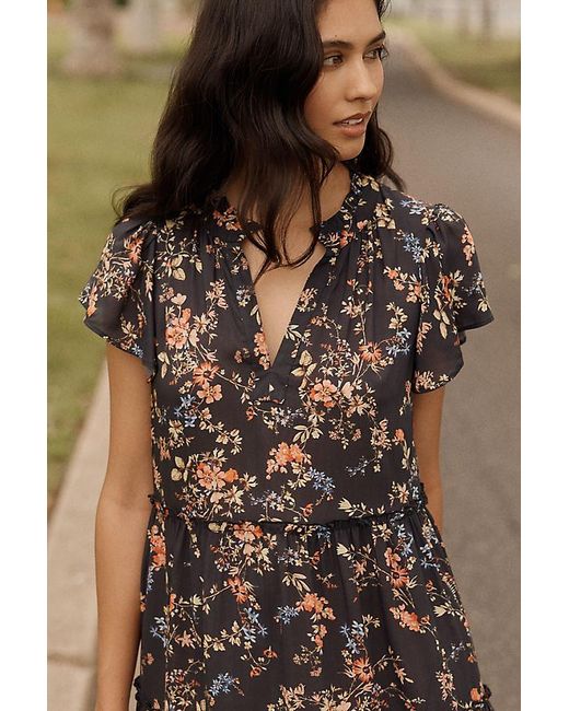 Anthropologie Green By Ruffle Sleeve Dress