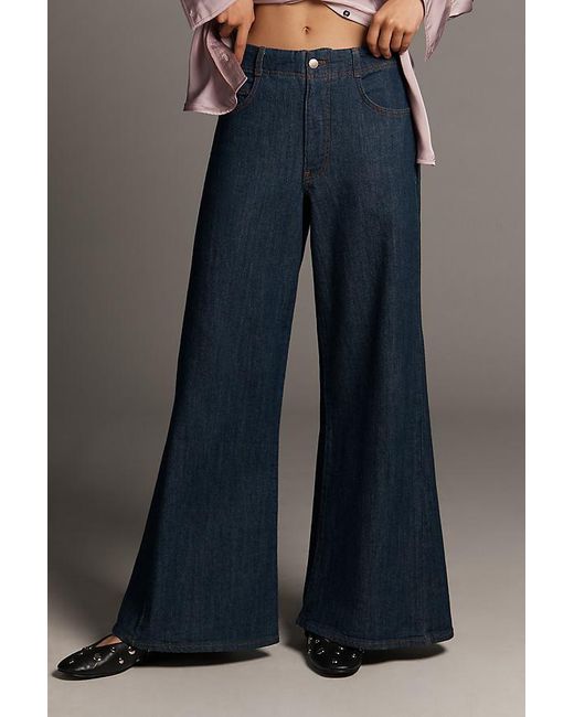 Pilcro Blue The Adi Regenerative Cotton Mid-Rise Flare Jeans By