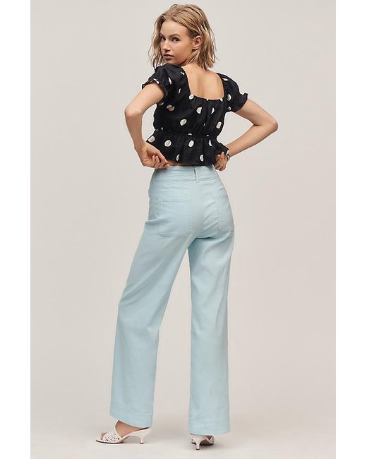 Maeve Blue The Colette Full-Length Wide-Leg Trousers By