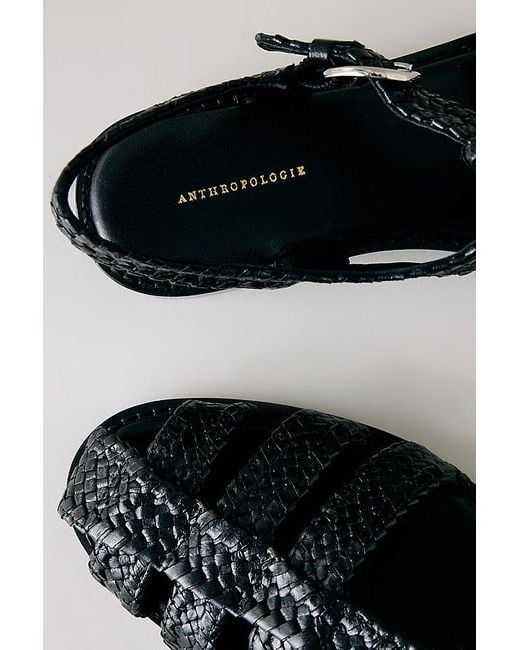 By Anthropologie Black Woven Fisherman Sandals