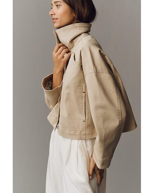 By Anthropologie Natural Funnel-Neck Utility Jacket