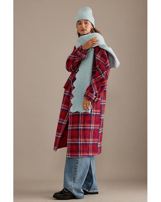 Maeve Blue Scallop-Edge Scarf