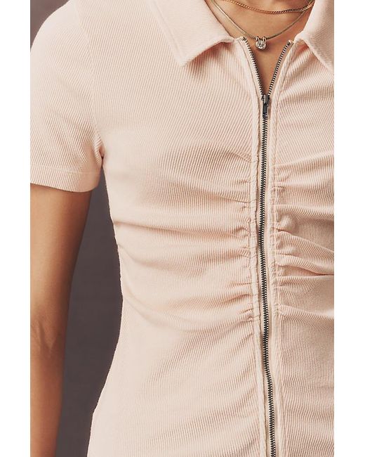 Pilcro Brown Soft Wash Zipper T-Shirt By