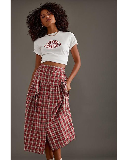 Damson Madder Multicolor Bronte Button-Front Midi Skirt