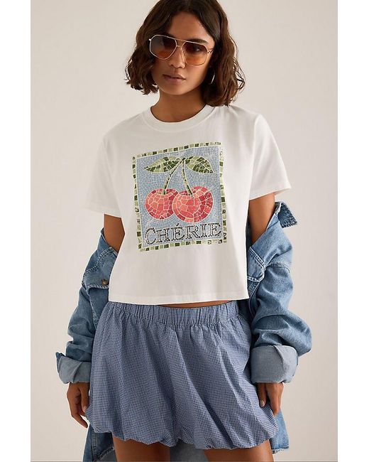 By Anthropologie White Chérie Graphic Boxy T-Shirt