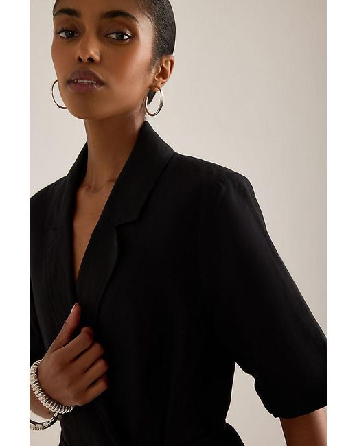 ALIGNE Black Carrie Linen-Blend Wrap Blazer