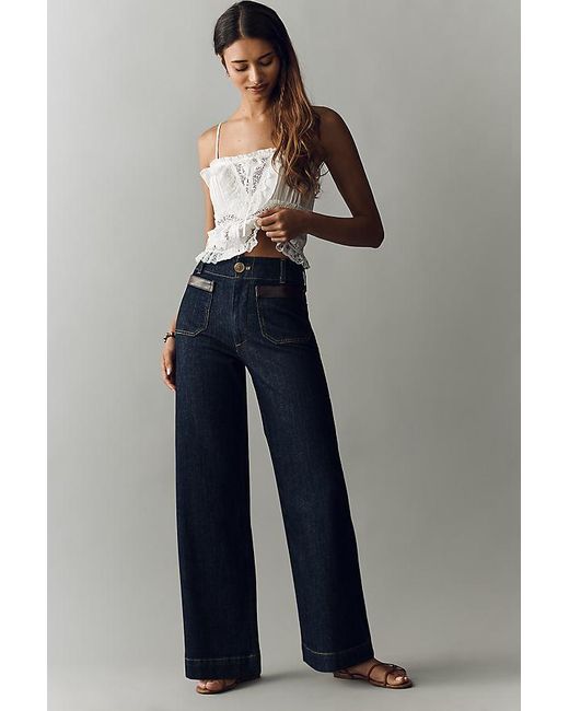 Maeve Blue Colette Full-Length High-Rise Wide-Leg Jeans By