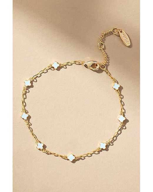 By Anthropologie Natural Clover Chain Wrap Bracelet