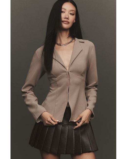 By Anthropologie Black Tailored Long-Sleeve Blazer Top