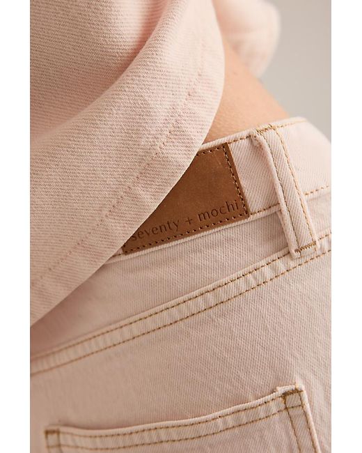 seventy + mochi Natural Bay Blush High-Rise Wide-Leg Jeans