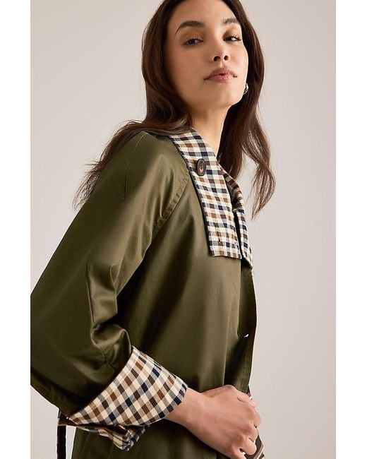 By Anthropologie Green Tie-Waist Waxed Jacket