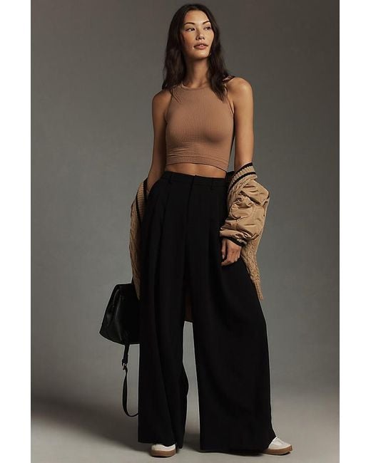 By Anthropologie Brown The Reegan Seamless Ribbed Cropped Tank Top