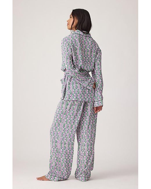 It's 9pm Gray Rizzo Bespa Cream Suit Long Pyjama Set