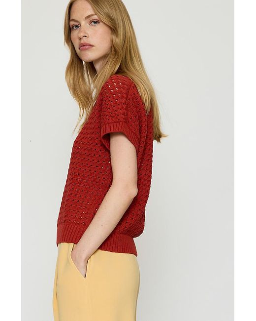 Varley Red Denny Open Knit Top