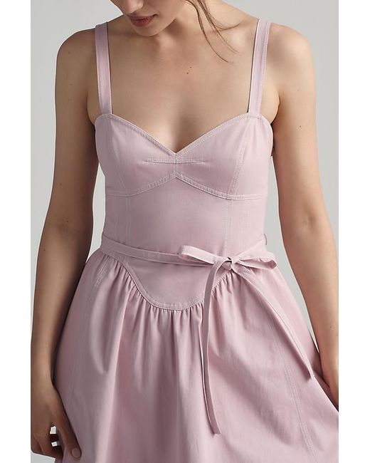 Mare Mare Pink Cotton Seamed Midi Dress