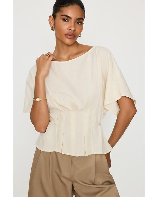 SELECTED Natural Matilda Pleated Top
