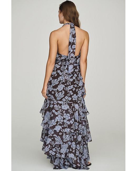 Astr White Halter Ruffled Maxi Dress