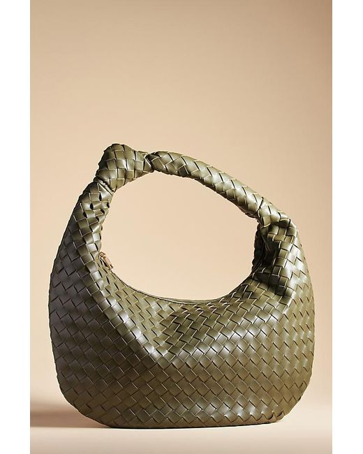 Melie Bianco Green The Brigitte Woven Faux-leather Shoulder Bag By : Oversized Edition