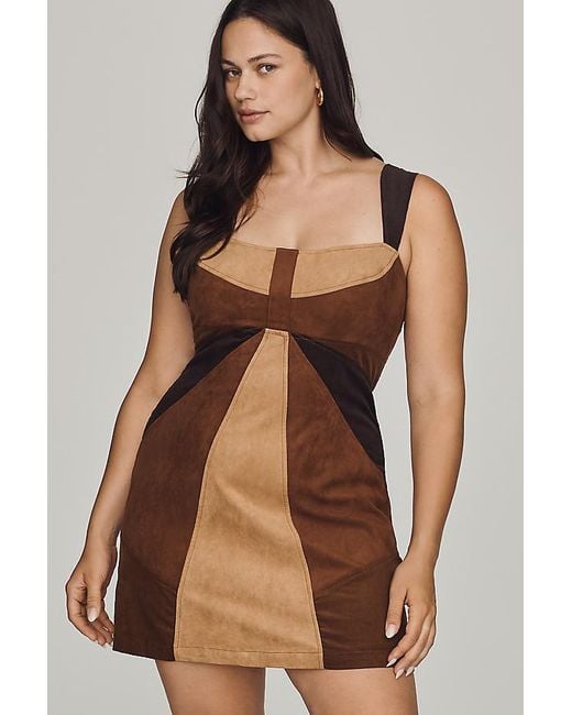 By Anthropologie Brown Faux-Suede Mini Shift Dress