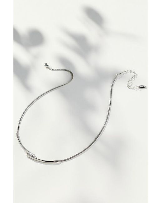 By Anthropologie Gray Overlap Tube Necklace