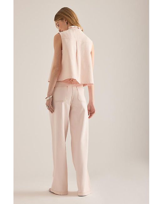 seventy + mochi Natural Bay Blush High-Rise Wide-Leg Jeans