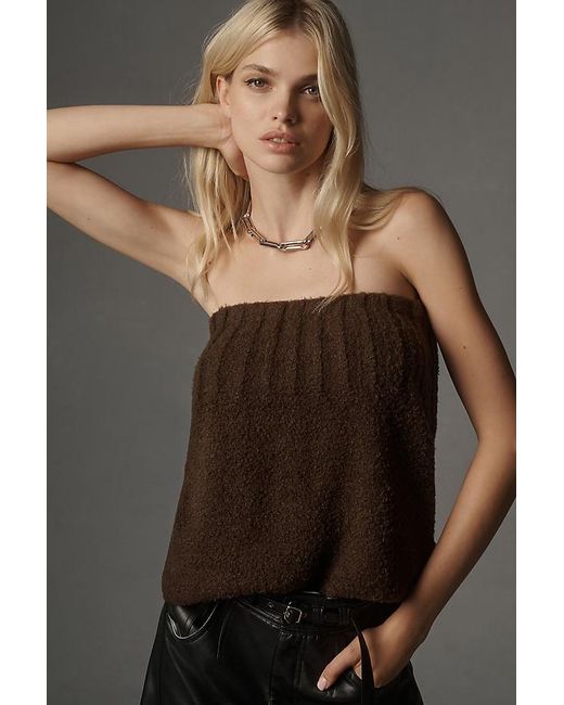 Pilcro Black Fuzzy Knit Tube Top