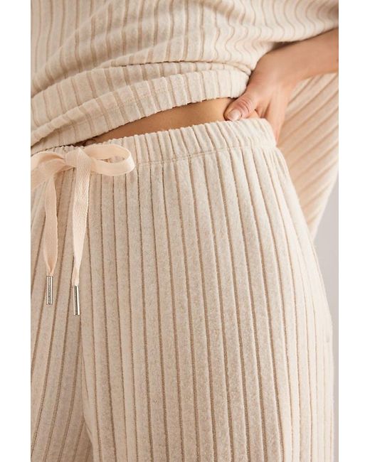 Chelsea Peers Natural Ribbed Wide-Leg Lounge Trousers