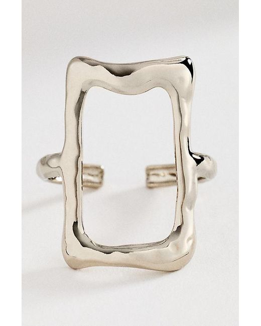 By Anthropologie White Open Rectangle Adjustable Ring