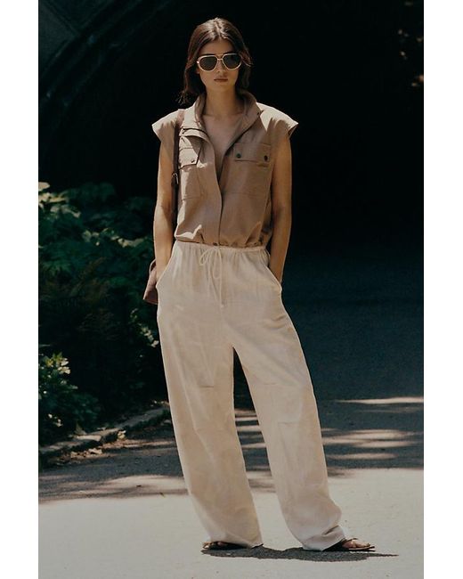 Pilcro Multicolor Hannah Linen-Blend Camo Wide-Leg Trousers
