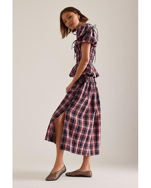 Damson Madder Purple Josie Pleated Midi Skirt