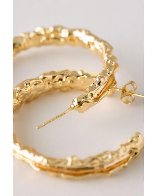 Anthropologie Metallic By Hammered Plated Hoop Earrings